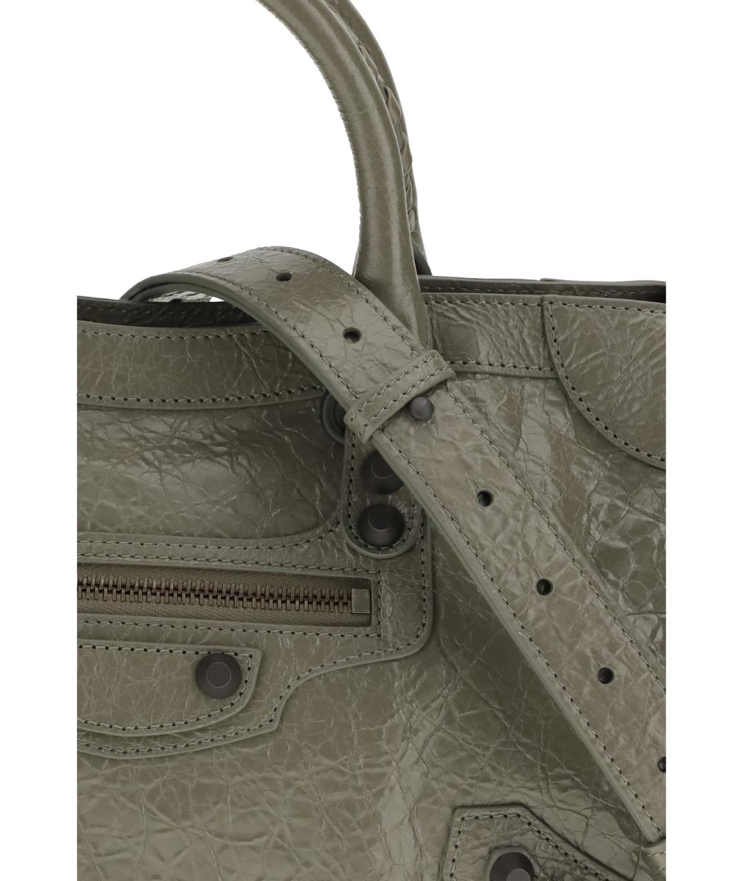 BALENCIAGA Зеленая кожаная сумка тоут, фото 4