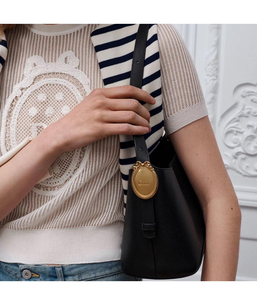 CHRISTIAN DIOR Черная кожаная сумка через плечо, фото 2