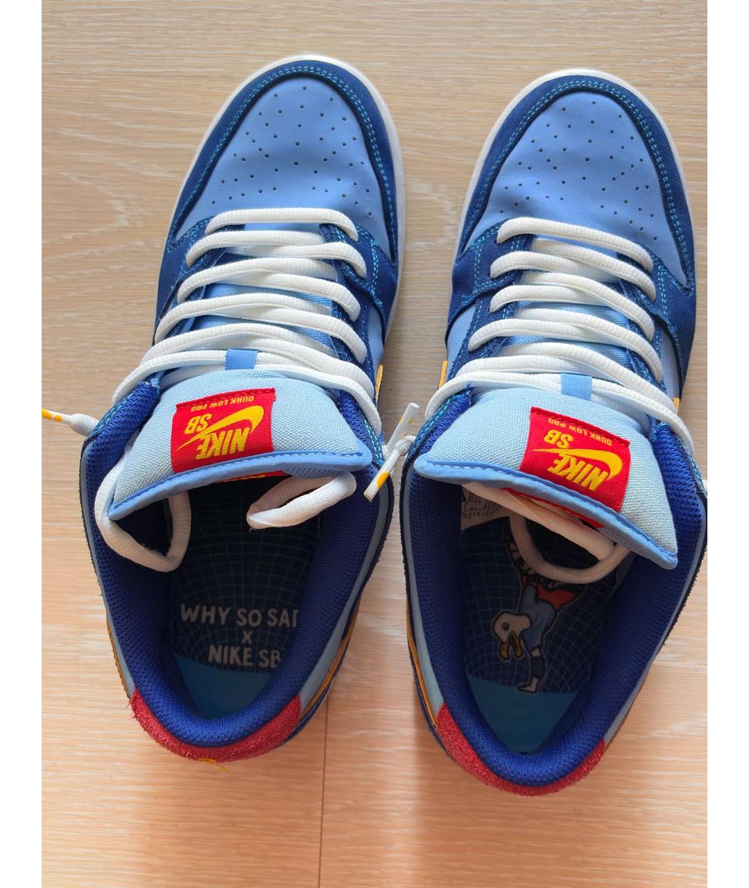 NIKE Синие кожаные низкие кроссовки / кеды, фото 3