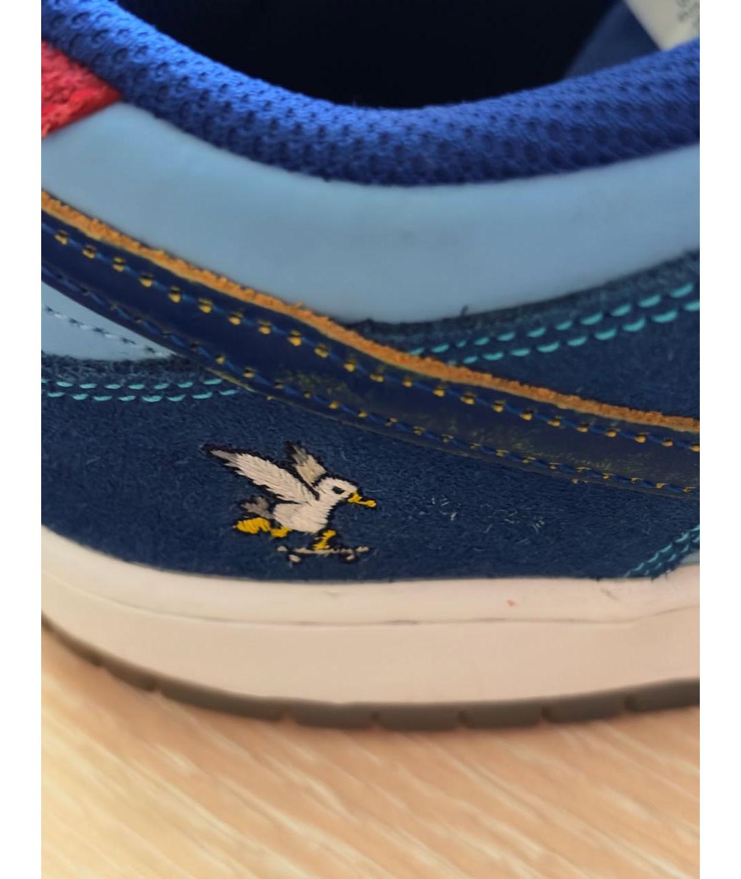 NIKE Синие кожаные низкие кроссовки / кеды, фото 4