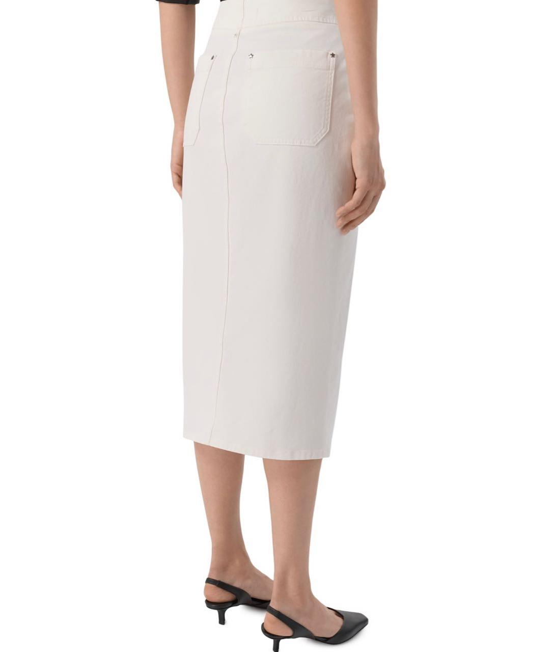 LORENA ANTONIAZZI Белая хлопко-эластановая юбка миди, фото 3