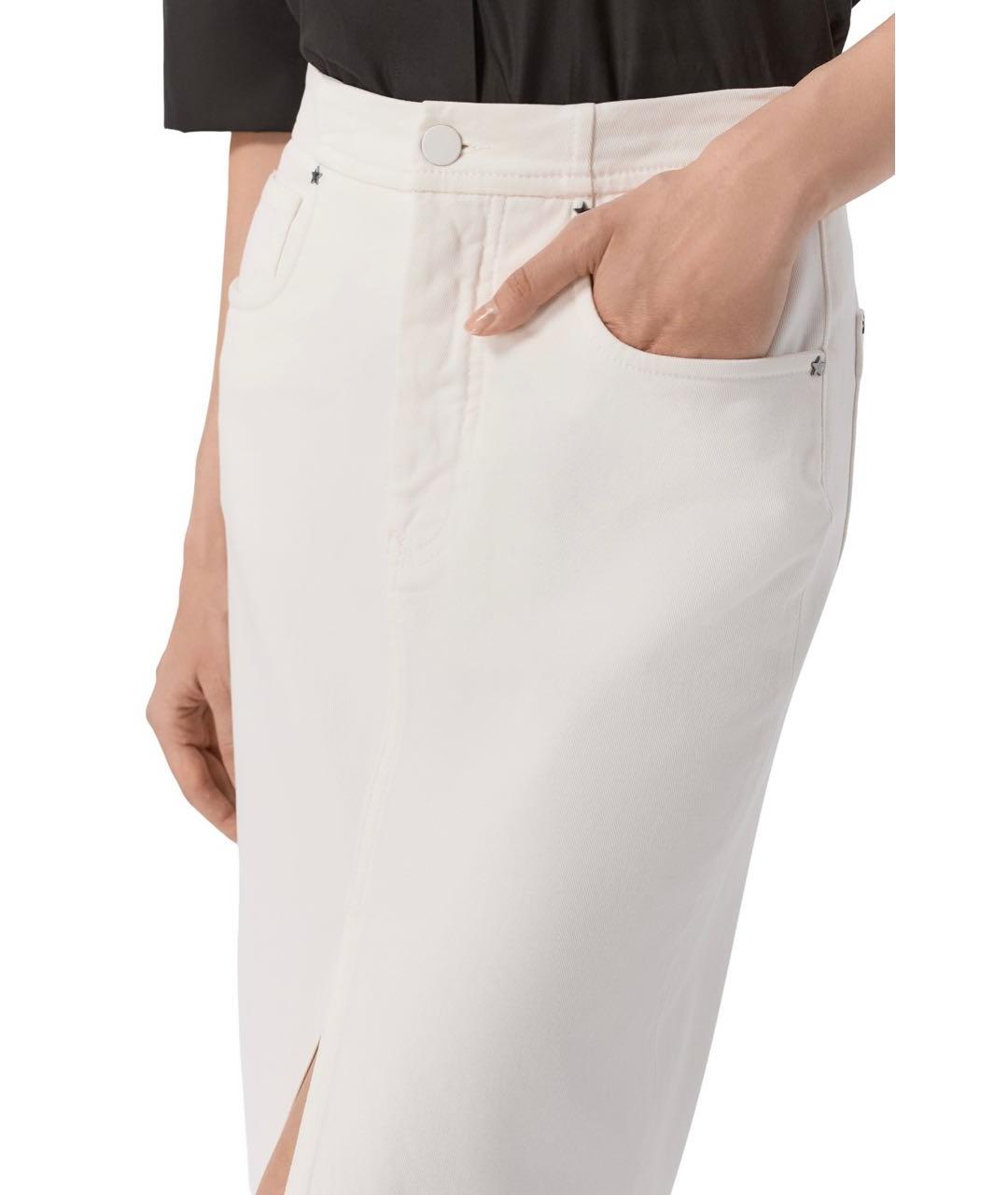 LORENA ANTONIAZZI Белая хлопко-эластановая юбка миди, фото 5