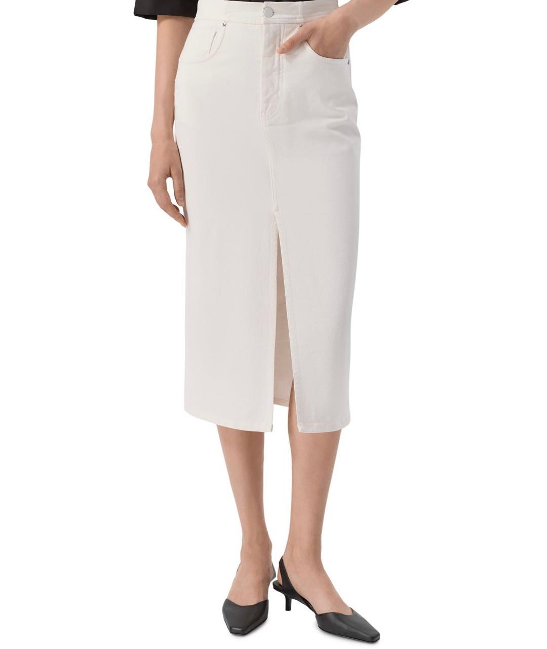 LORENA ANTONIAZZI Белая хлопко-эластановая юбка миди, фото 2