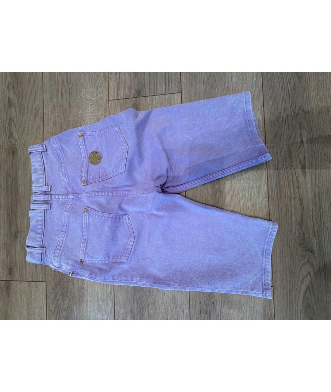 BALMAIN Фиолетовые деним шорты, фото 2