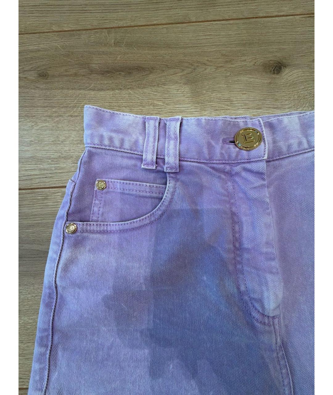 BALMAIN Фиолетовые деним шорты, фото 4
