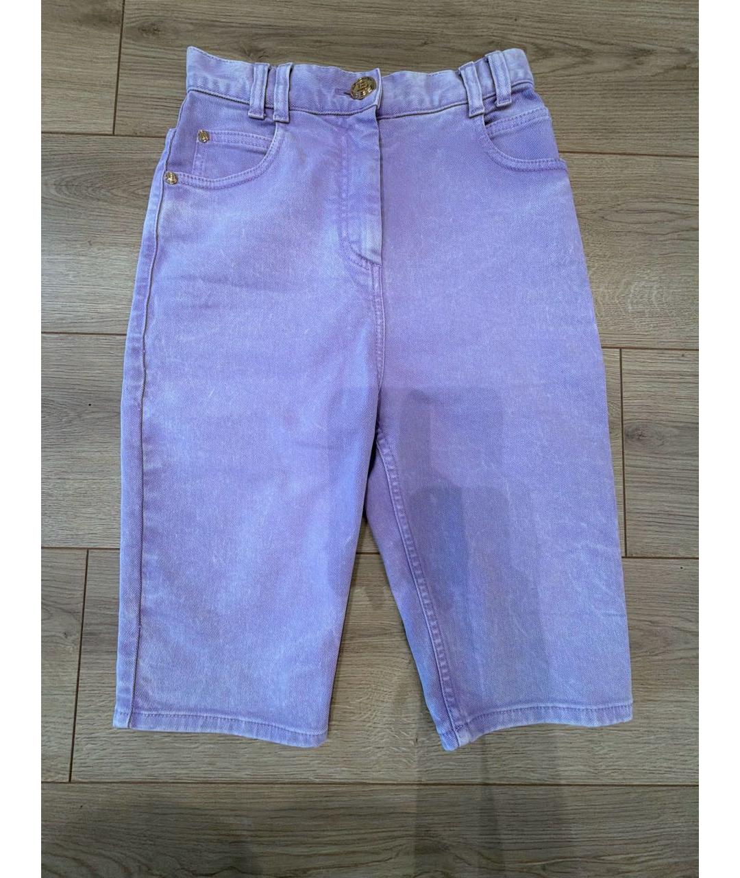 BALMAIN Фиолетовые деним шорты, фото 5