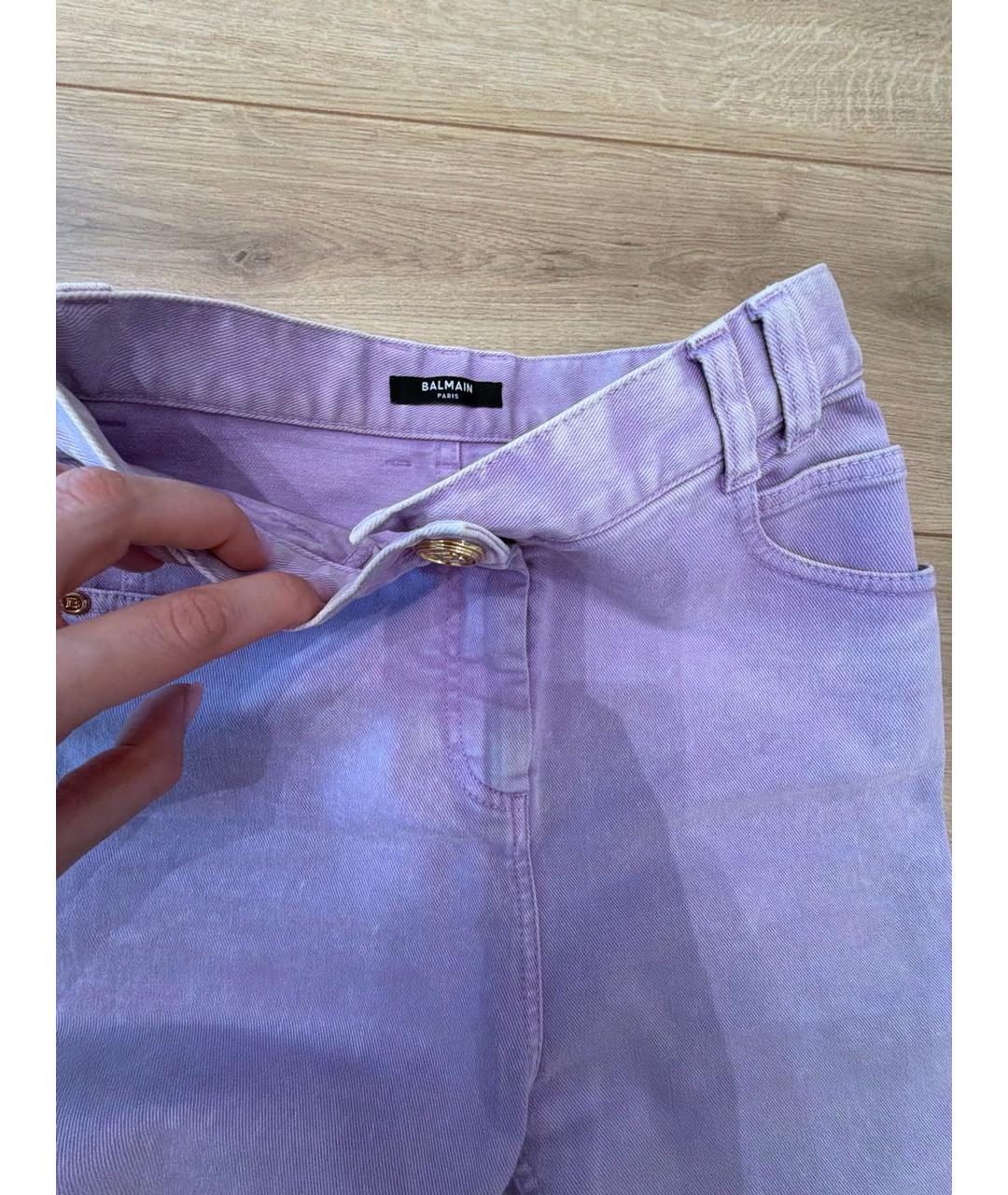 BALMAIN Фиолетовые деним шорты, фото 3