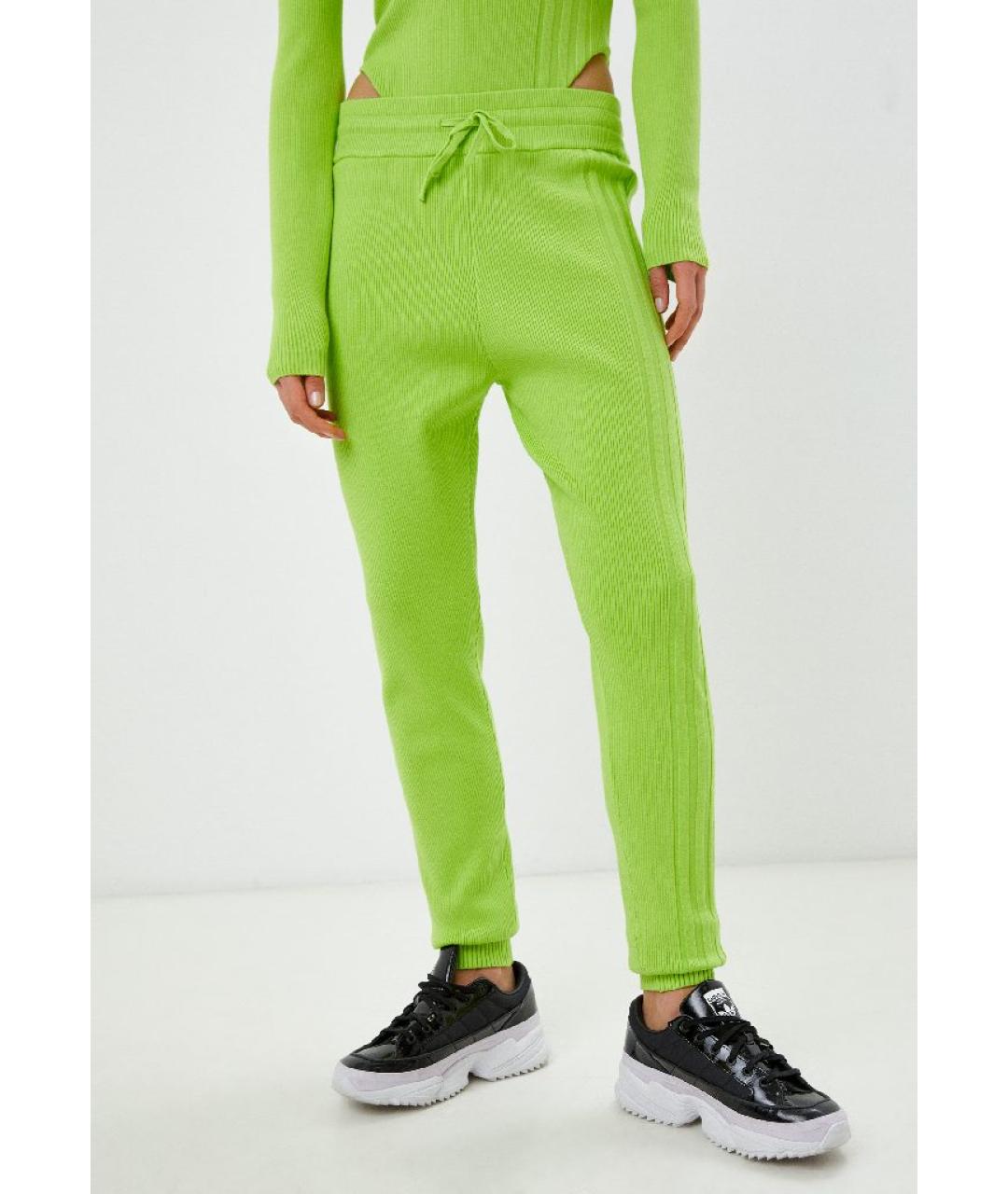 ADIDAS Зеленые вискозные спортивные брюки и шорты, фото 2