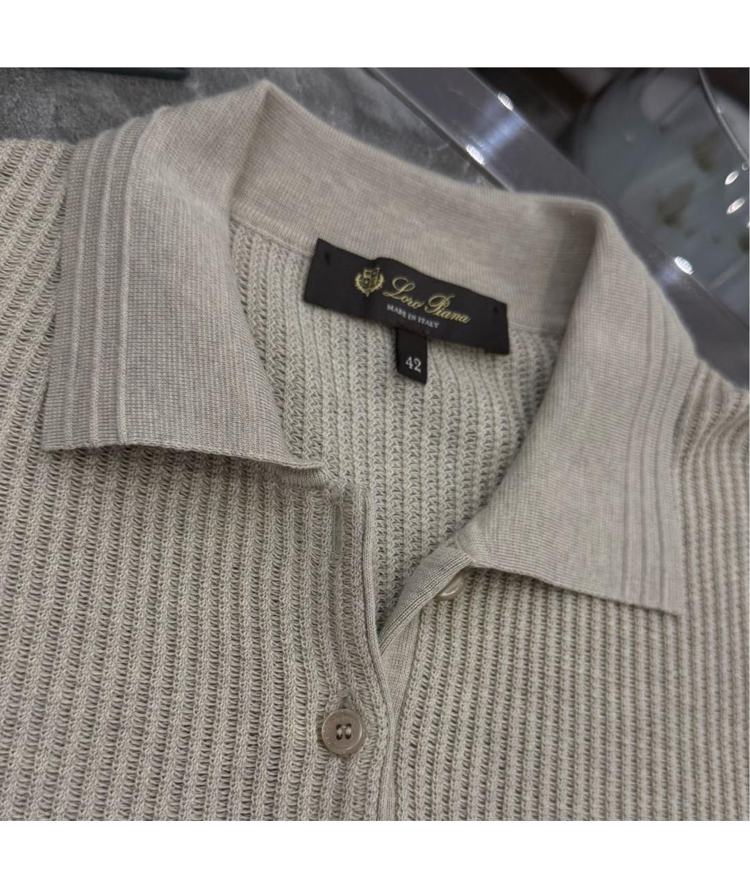 LORO PIANA Бежевая шелковая футболка, фото 4