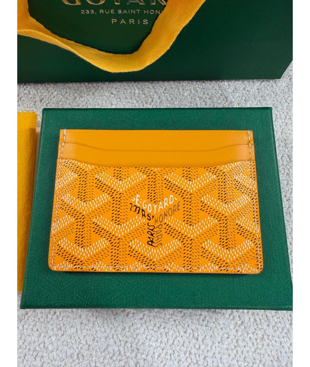 GOYARD Желтый кожаный кардхолдер, фото 2