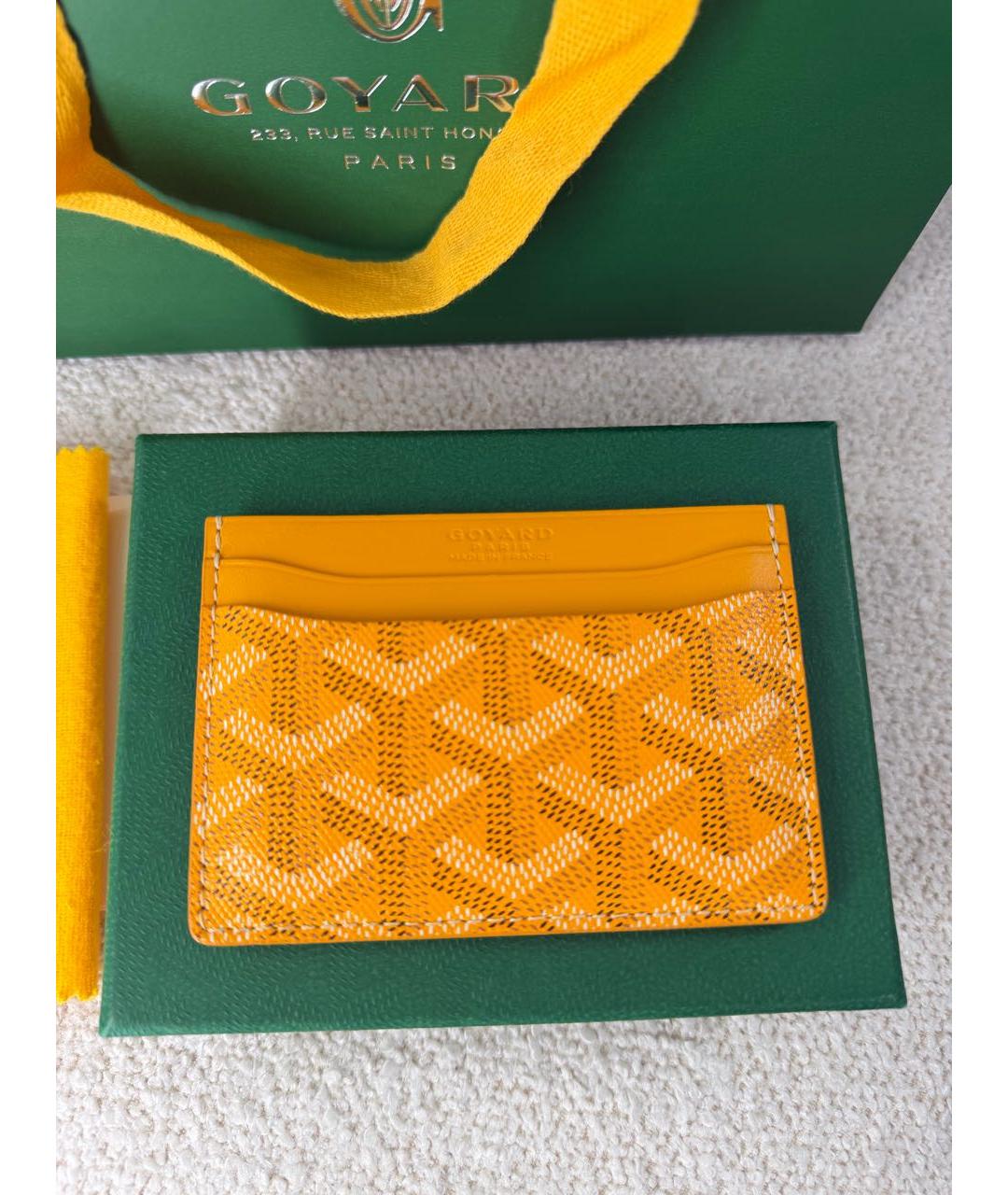 GOYARD Желтый кожаный кардхолдер, фото 6