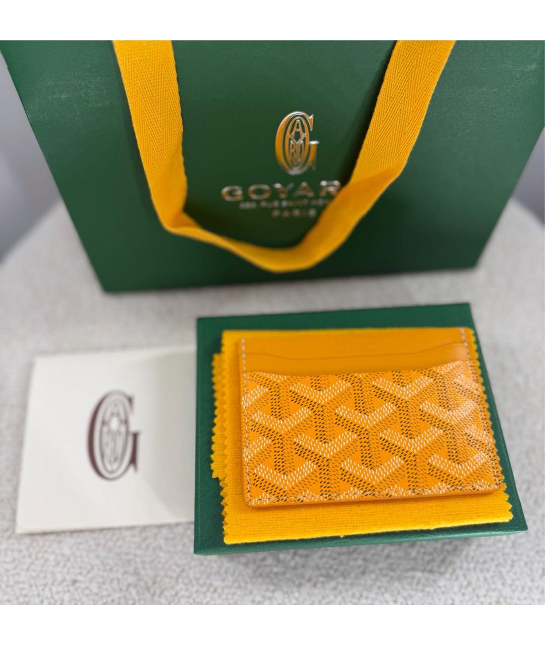 GOYARD Желтый кожаный кардхолдер, фото 5