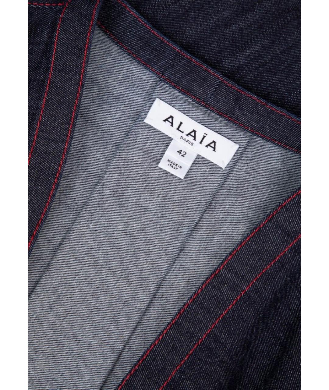 ALAIA Темно-синее хлопковое повседневное платье, фото 4