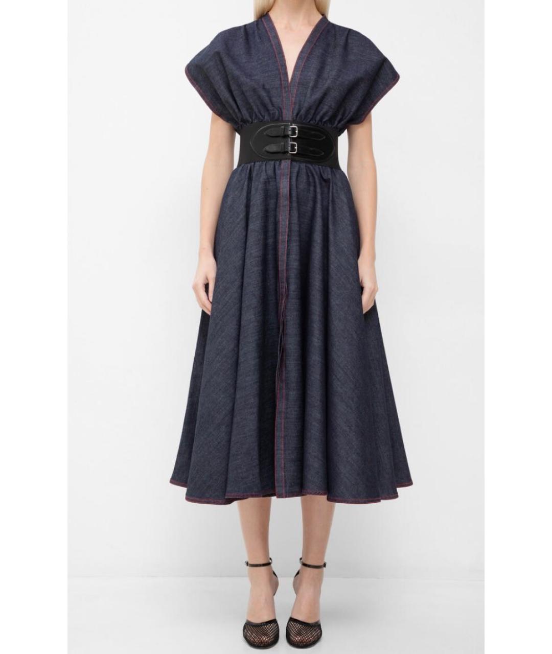 ALAIA Темно-синее хлопковое повседневное платье, фото 2