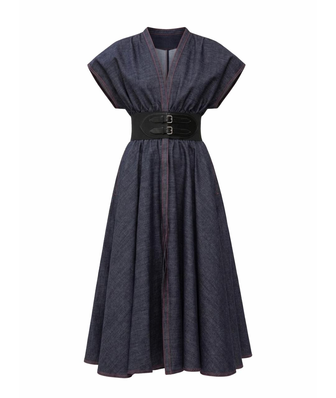 ALAIA Темно-синее хлопковое повседневное платье, фото 1