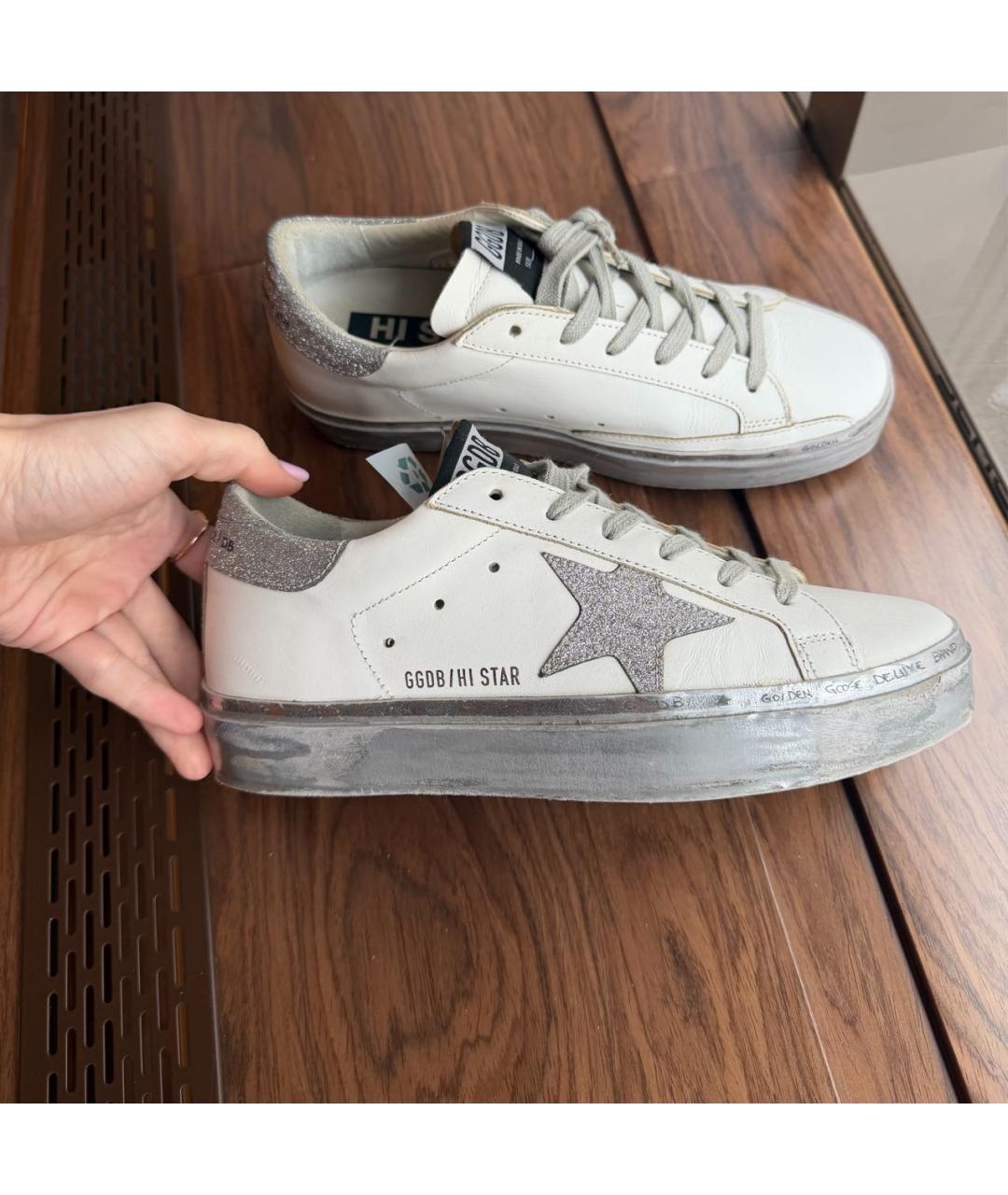 GOLDEN GOOSE Белые кожаные кеды, фото 3