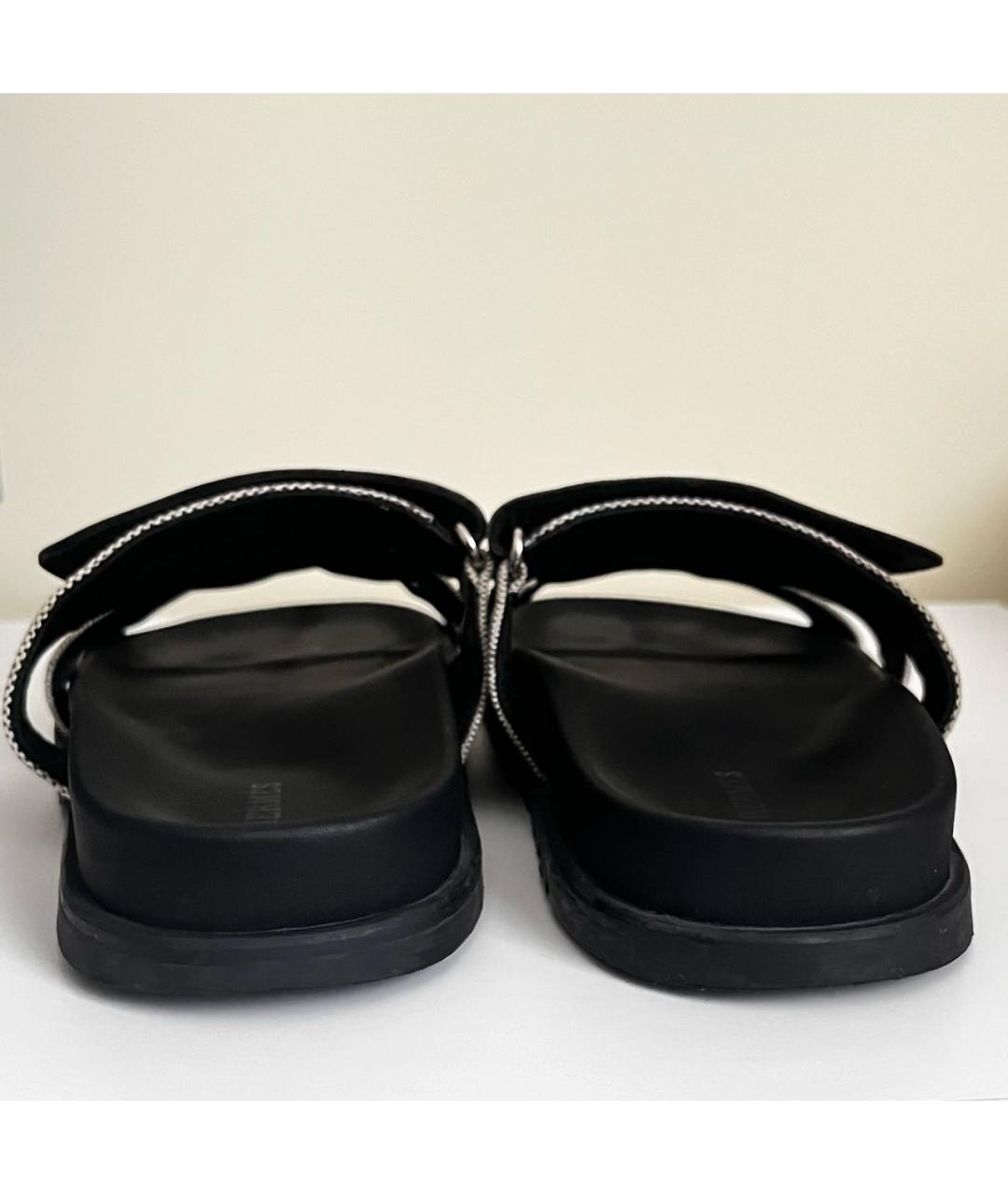 HERMES Серые текстильные сандалии, фото 4