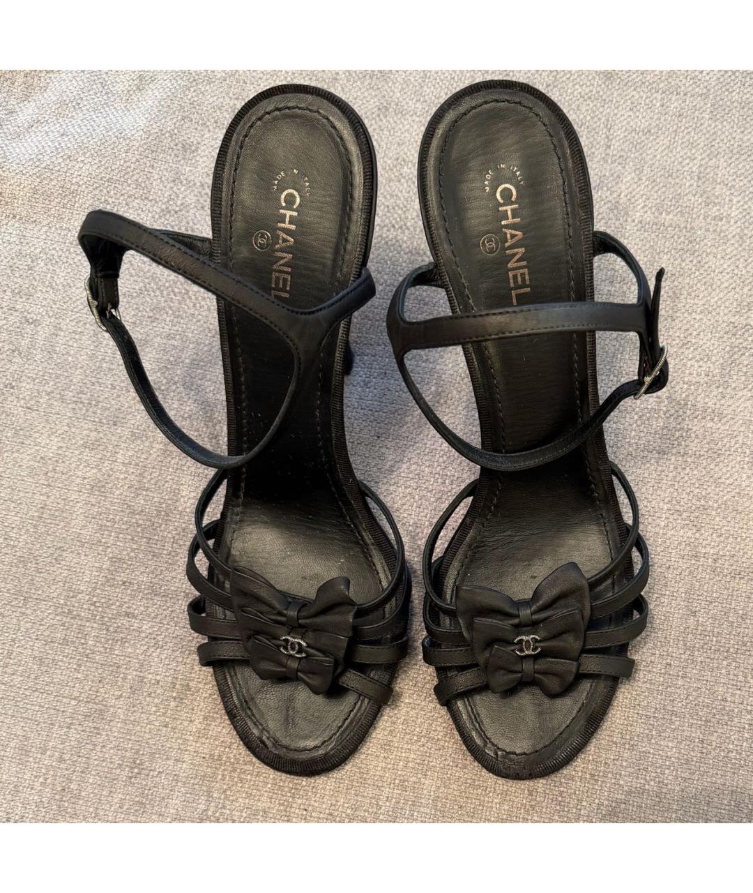 CHANEL Черные кожаные босоножки, фото 3