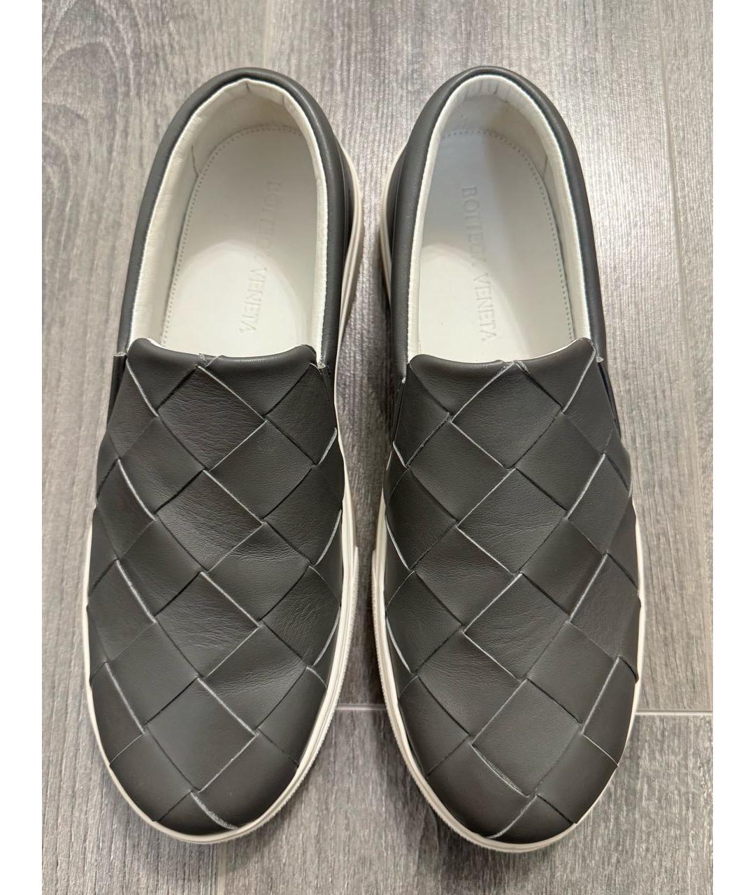 BOTTEGA VENETA Серые кожаные слипоны, фото 2