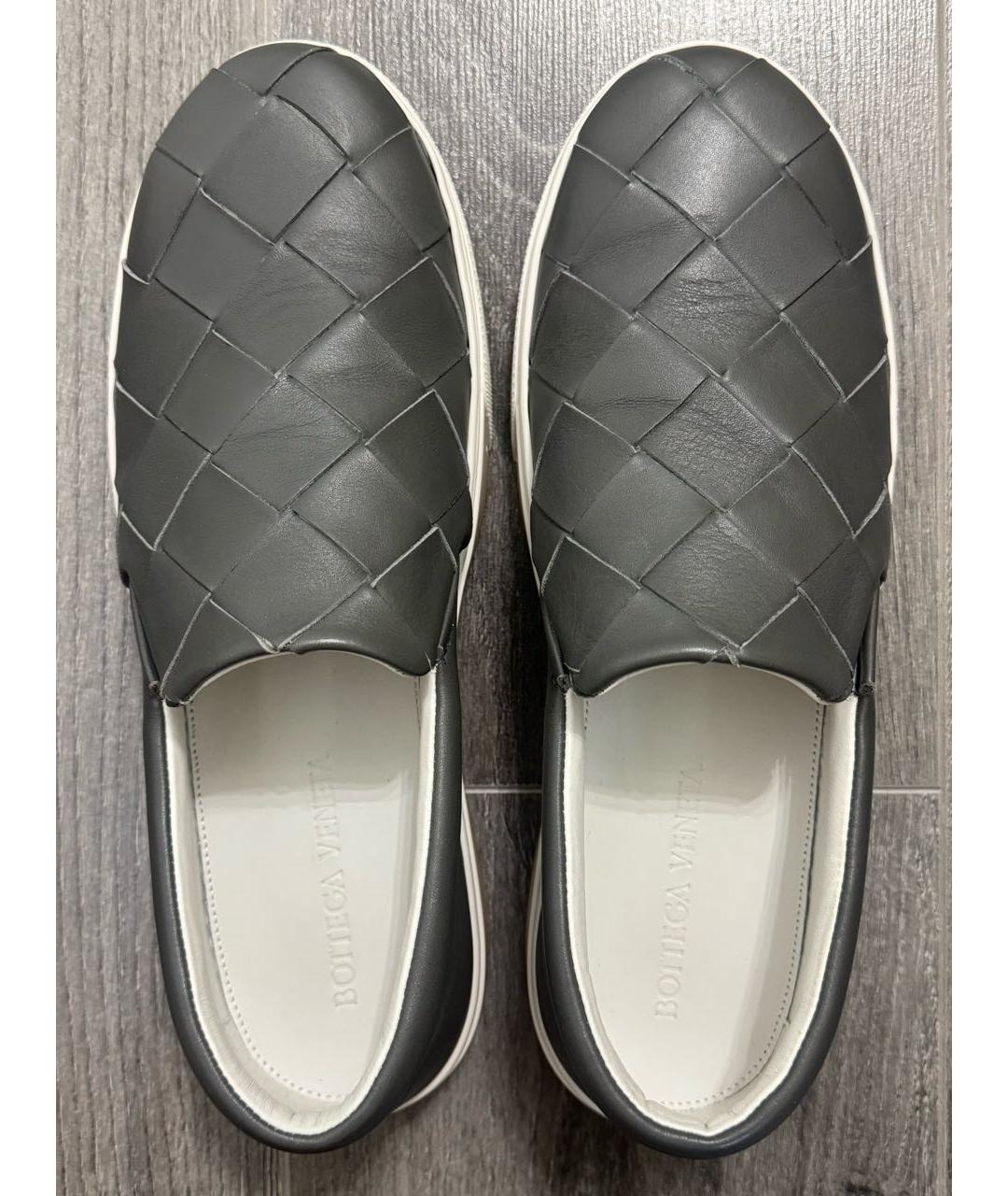 BOTTEGA VENETA Серые кожаные слипоны, фото 3