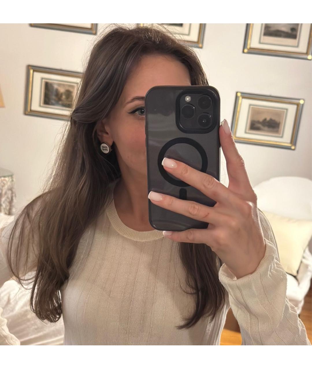 MIU MIU Белые клипсы, фото 3