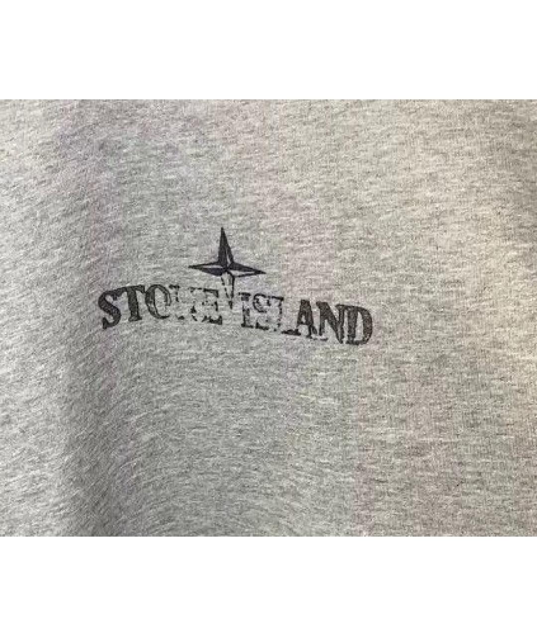STONE ISLAND Серая хлопковая футболка, фото 3