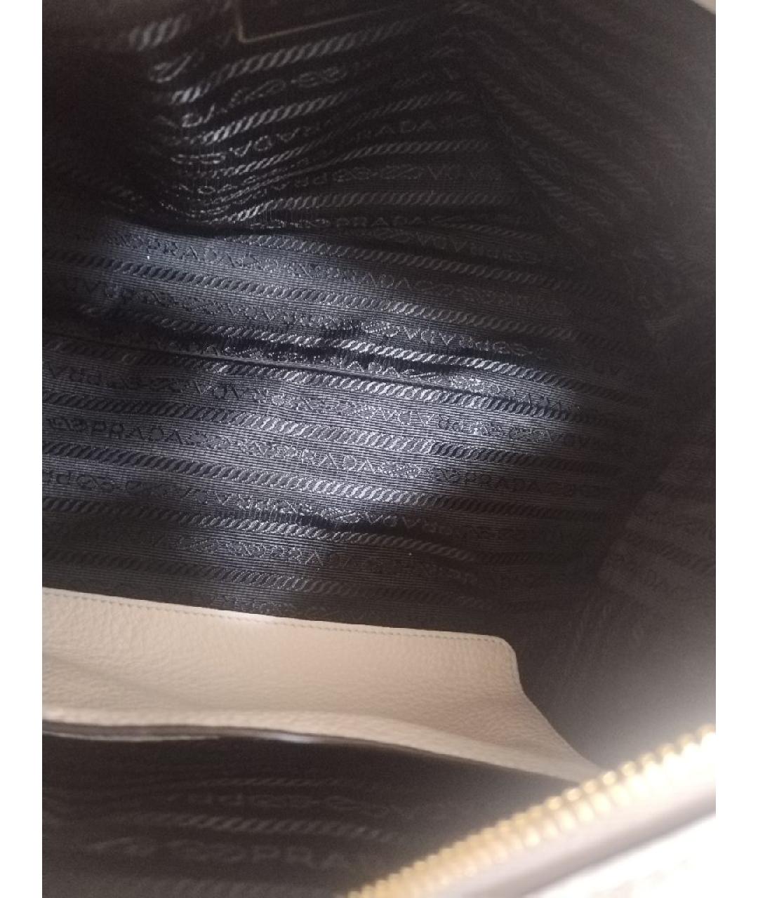 PRADA Белая кожаная сумка с короткими ручками, фото 8