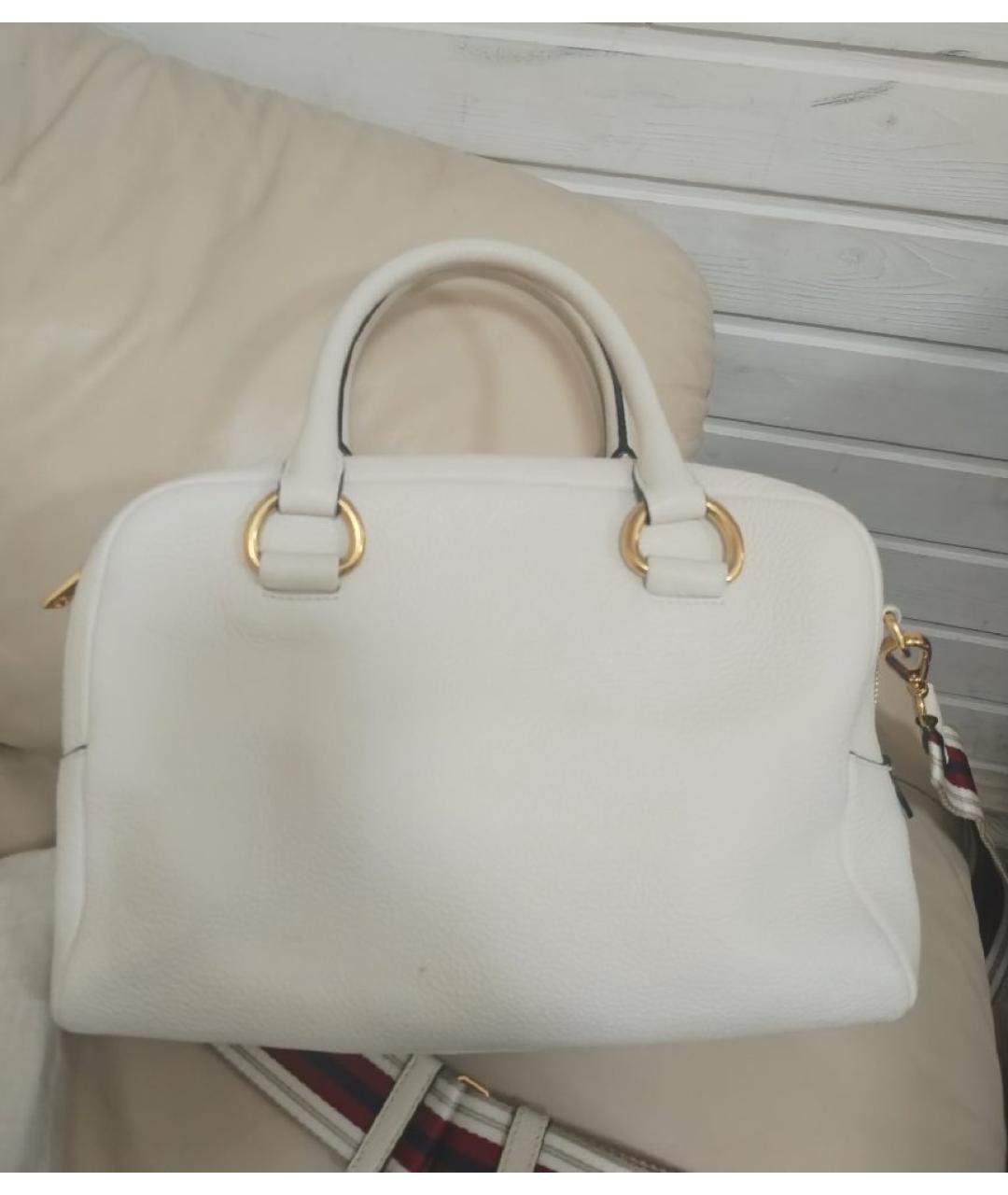 PRADA Белая кожаная сумка с короткими ручками, фото 3