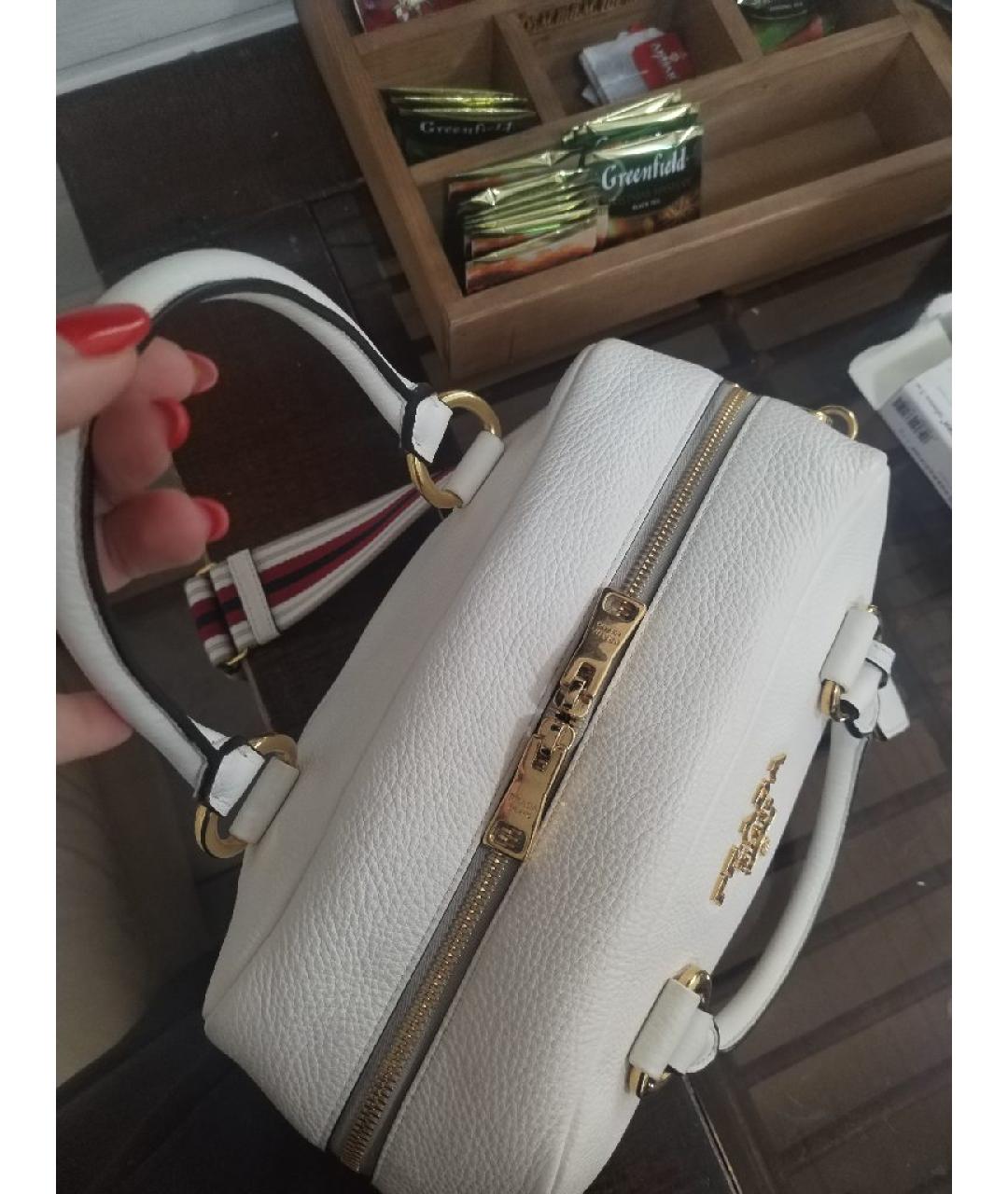 PRADA Белая кожаная сумка с короткими ручками, фото 4