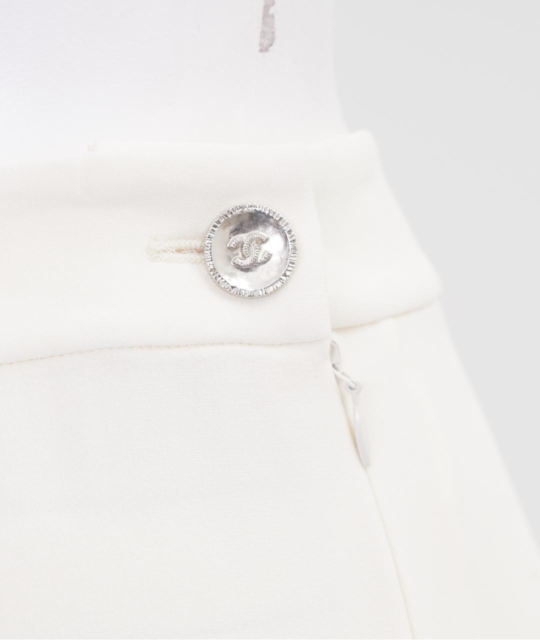 CHANEL Белые полиэстеровые прямые брюки, фото 3