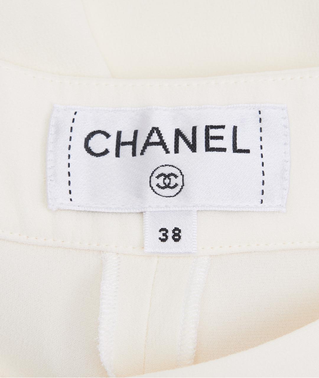 CHANEL Белые полиэстеровые прямые брюки, фото 2