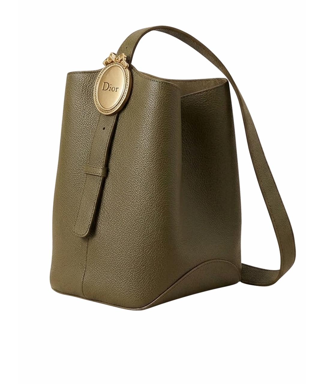CHRISTIAN DIOR Хаки кожаная сумка тоут, фото 1