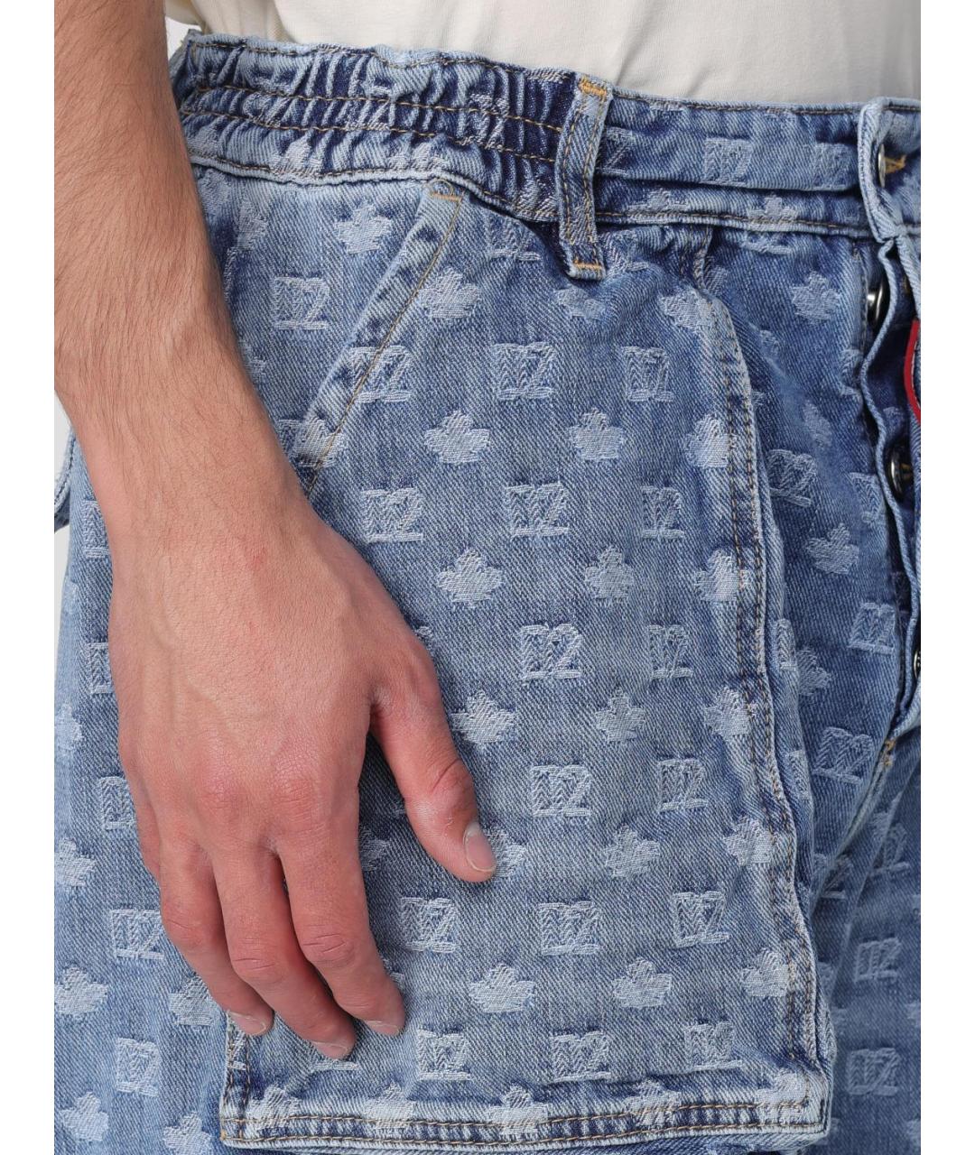 DSQUARED2 Голубые хлопковые прямые джинсы, фото 3
