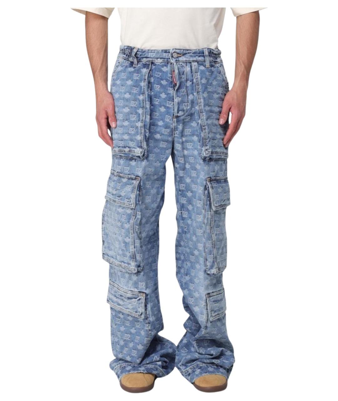 DSQUARED2 Голубые хлопковые прямые джинсы, фото 1