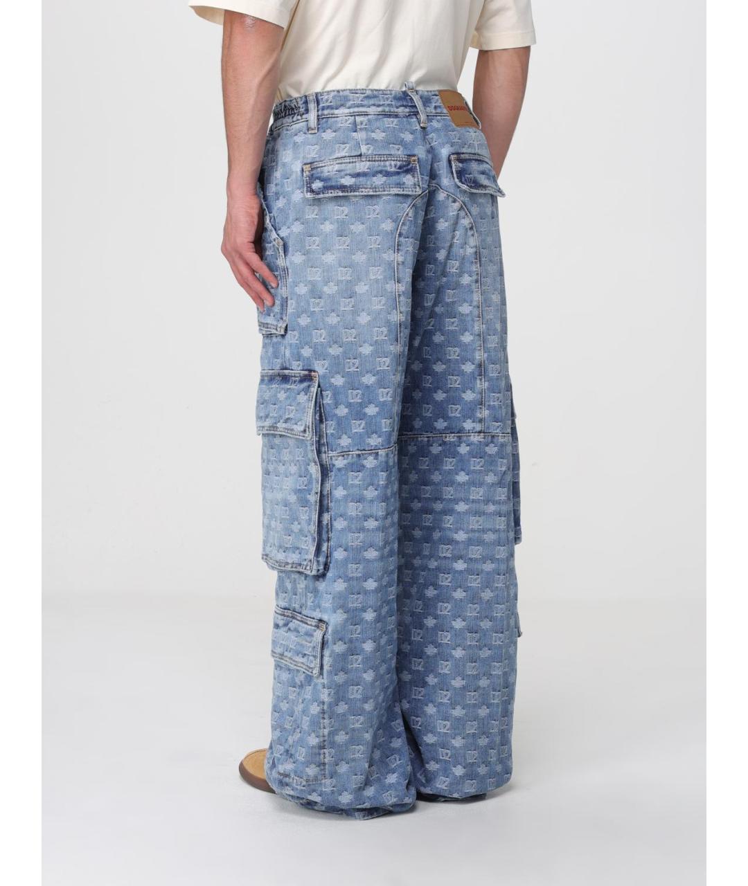 DSQUARED2 Голубые хлопковые прямые джинсы, фото 2