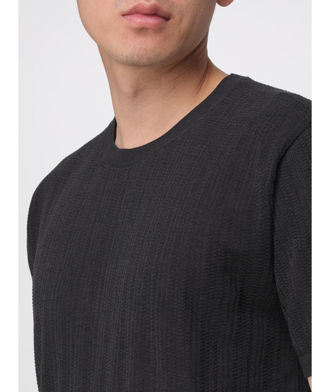 EMPORIO ARMANI Антрацитовая хлопковая футболка, фото 3