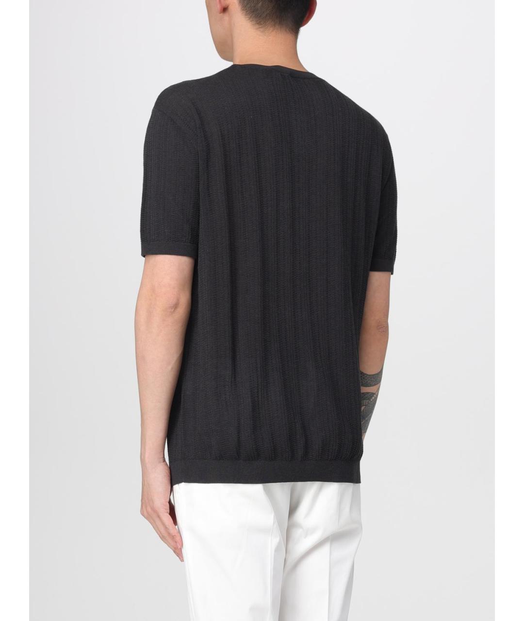 EMPORIO ARMANI Антрацитовая хлопковая футболка, фото 2