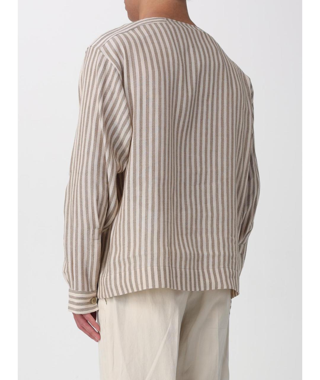 EMPORIO ARMANI Бежевая хлопковая кэжуал рубашка, фото 2