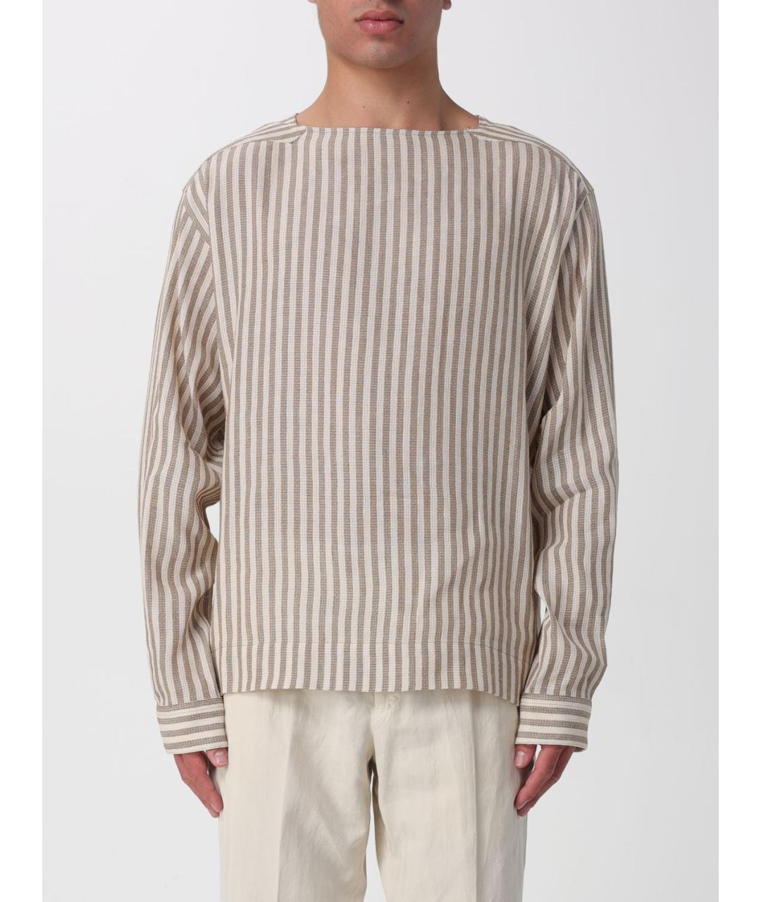 EMPORIO ARMANI Бежевая хлопковая кэжуал рубашка, фото 4