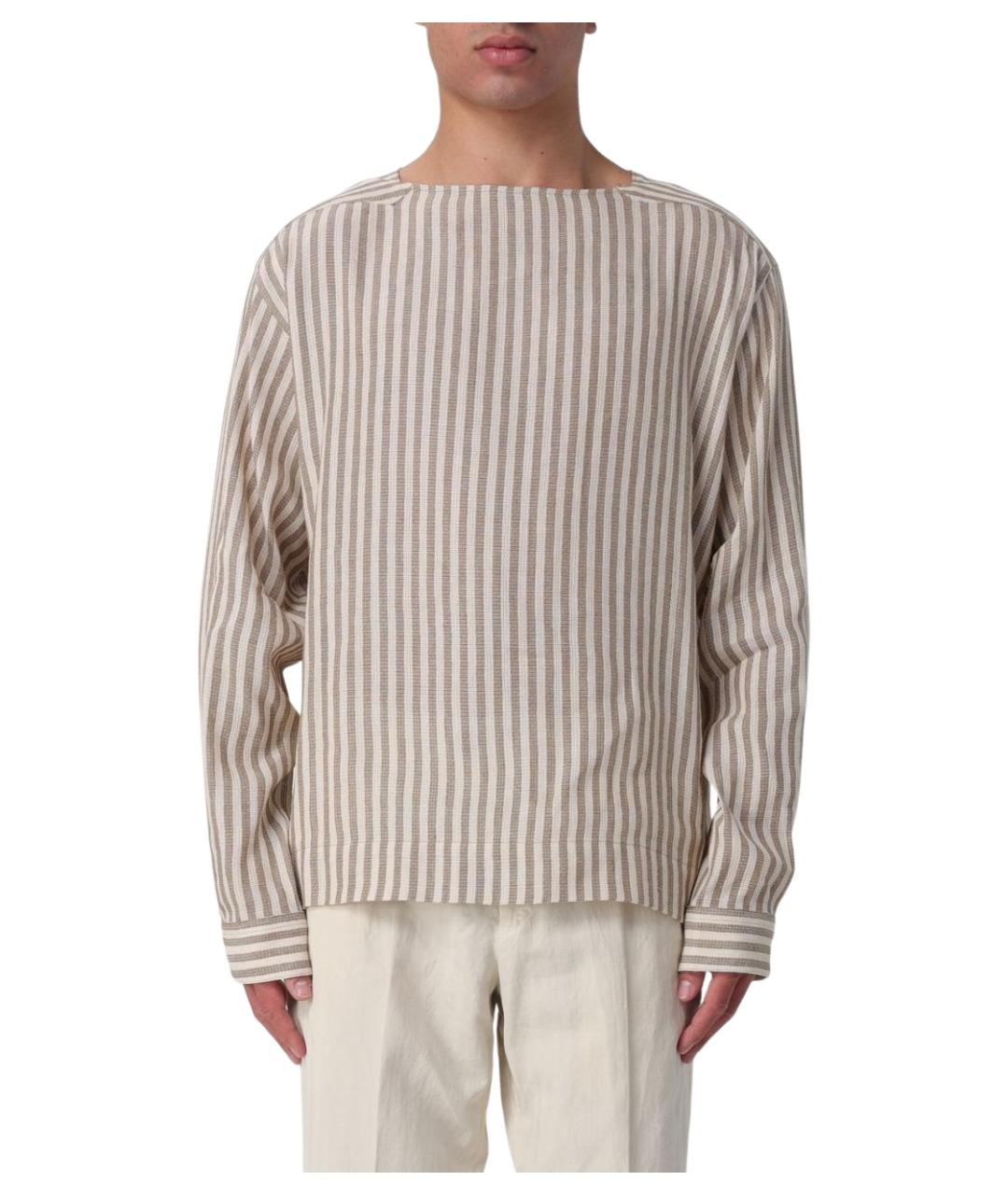 EMPORIO ARMANI Бежевая хлопковая кэжуал рубашка, фото 1
