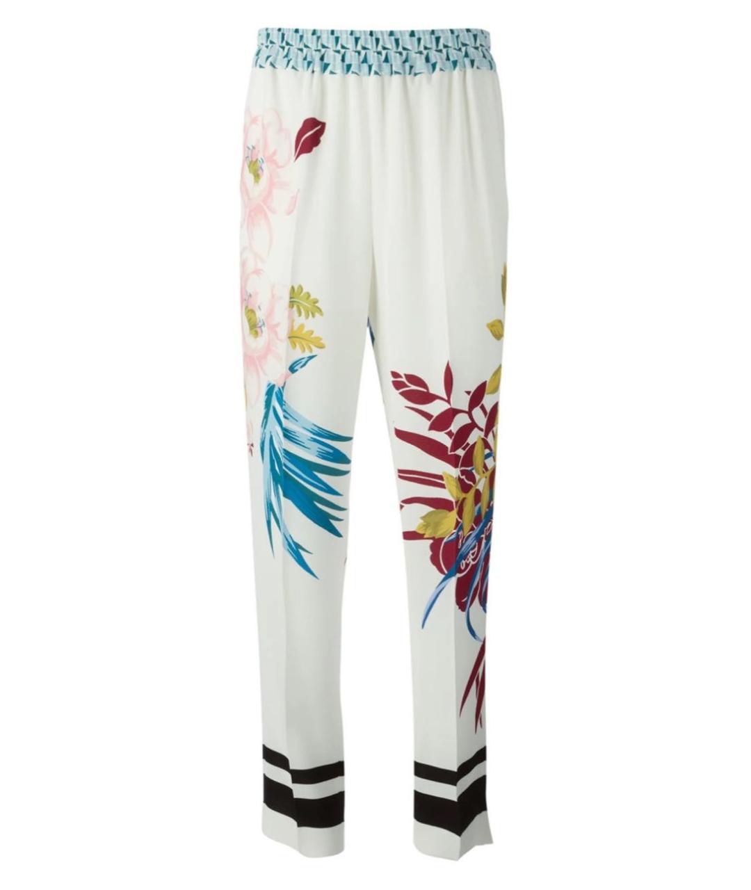 ETRO Белые шелковые прямые брюки, фото 1