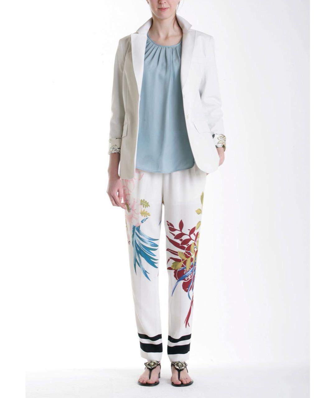 ETRO Белые шелковые прямые брюки, фото 5