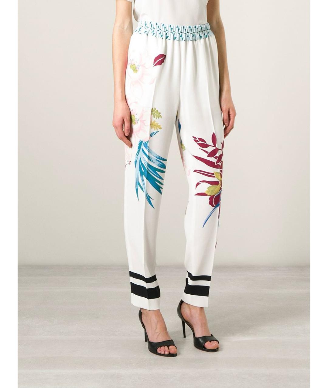 ETRO Белые шелковые прямые брюки, фото 3