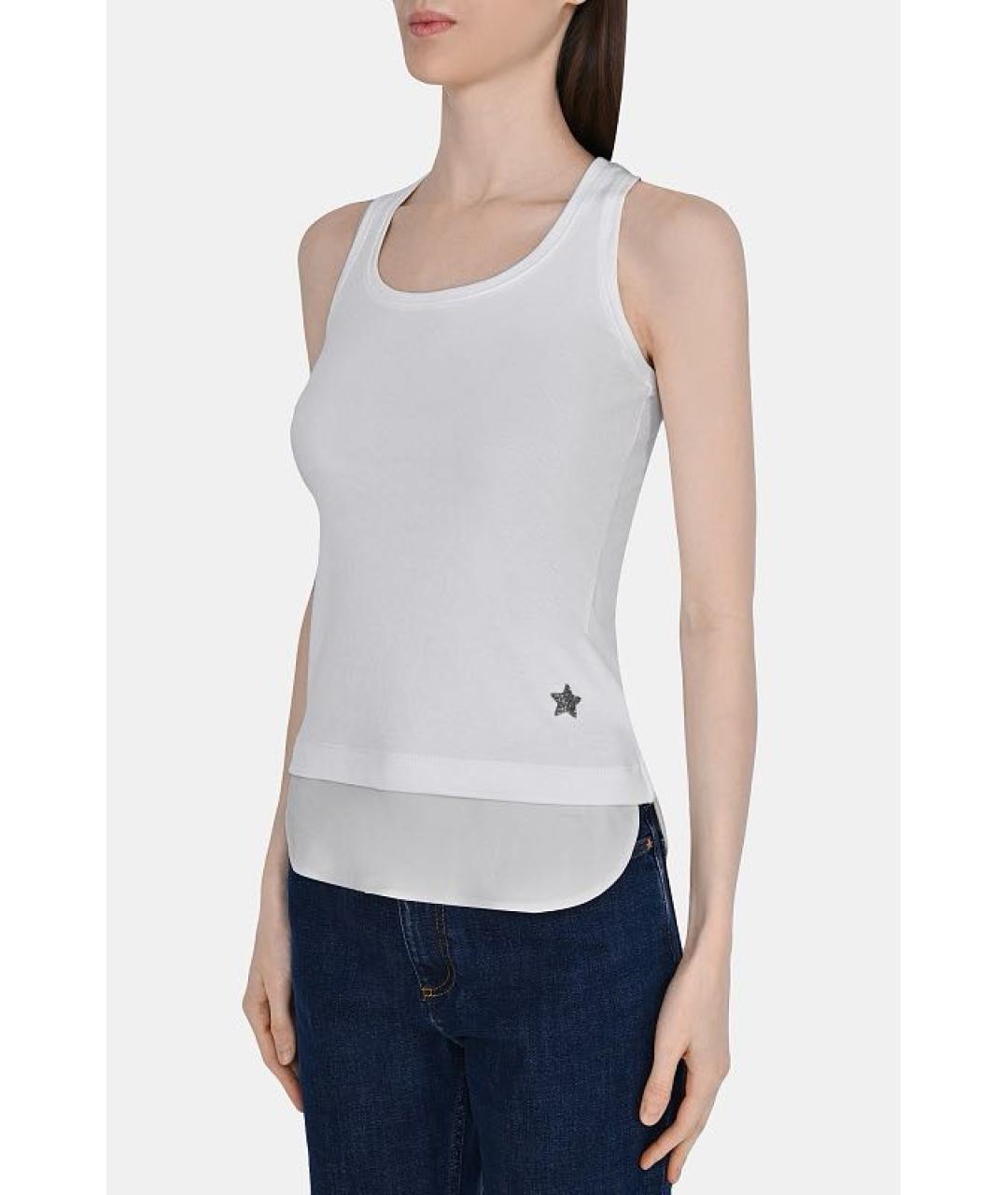 LORENA ANTONIAZZI Белая хлопко-эластановая майка, фото 2