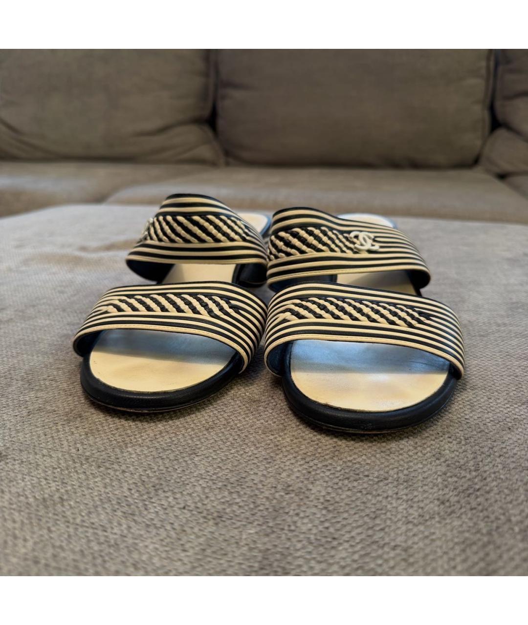 CHANEL Синие кожаные шлепанцы, фото 2