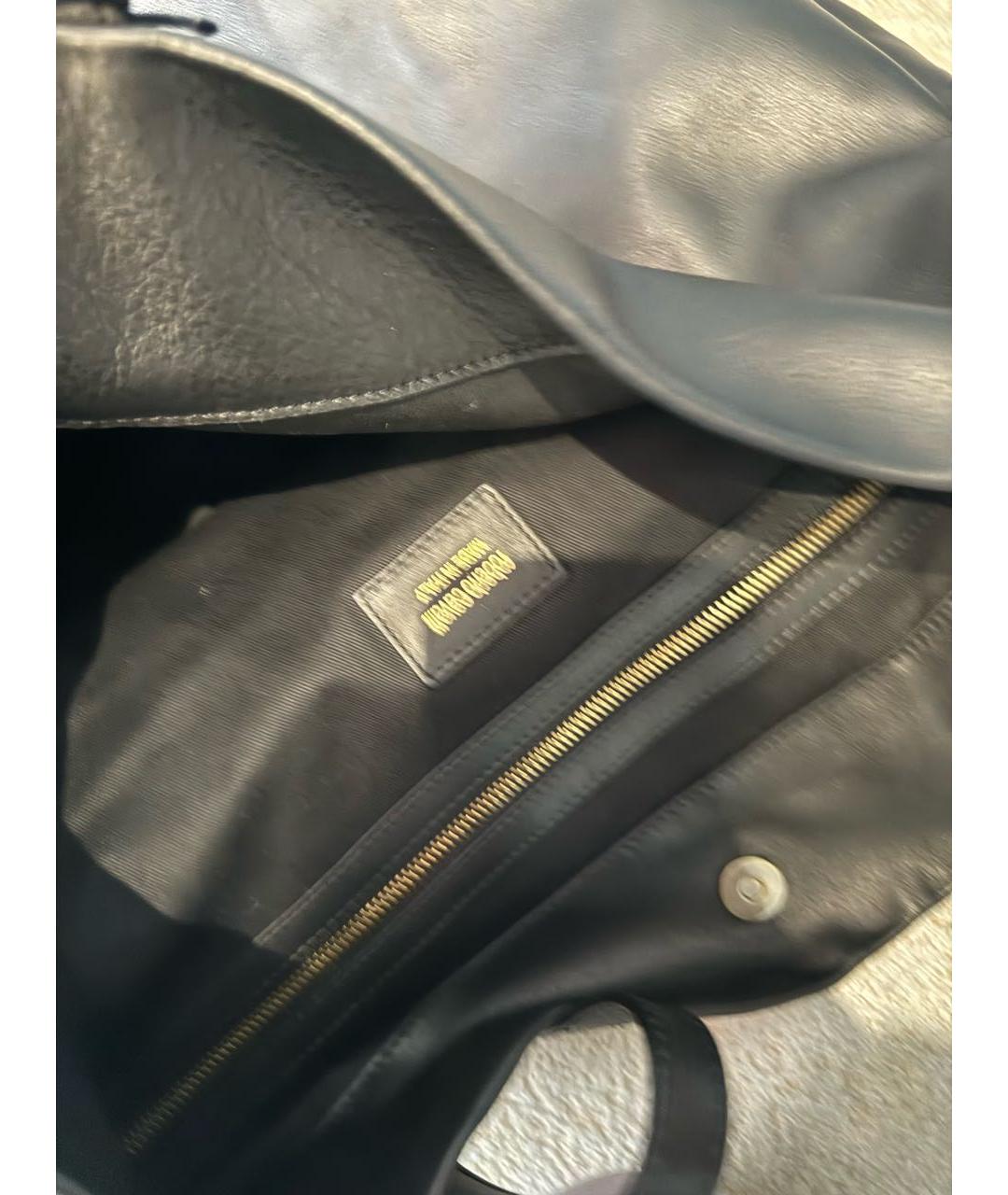 ROBERTO CAVALLI Черная кожаная сумка тоут, фото 4