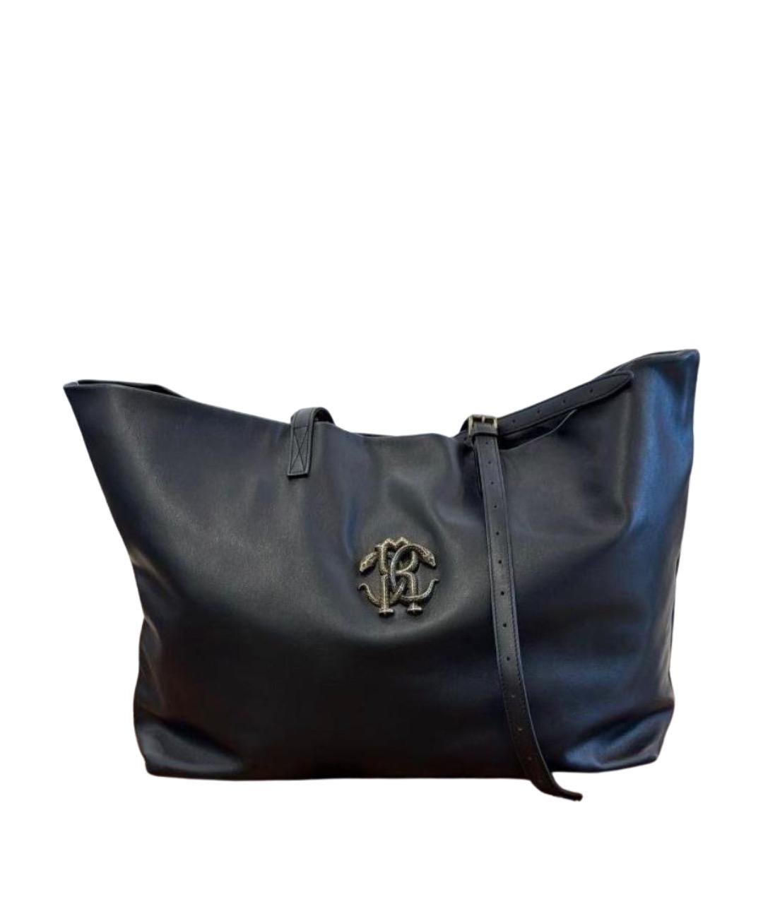 ROBERTO CAVALLI Черная кожаная сумка тоут, фото 1