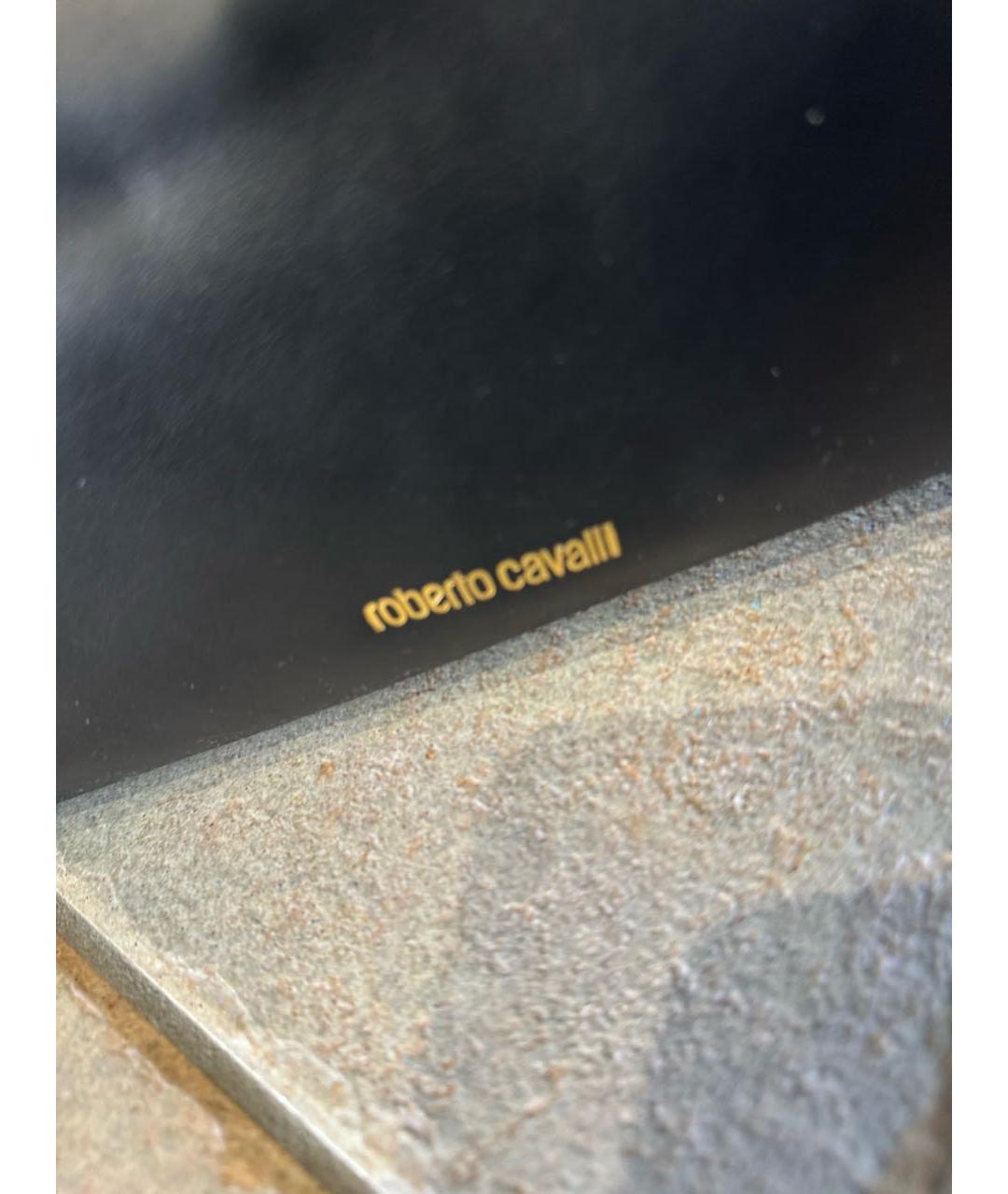 ROBERTO CAVALLI Черная кожаная сумка тоут, фото 5