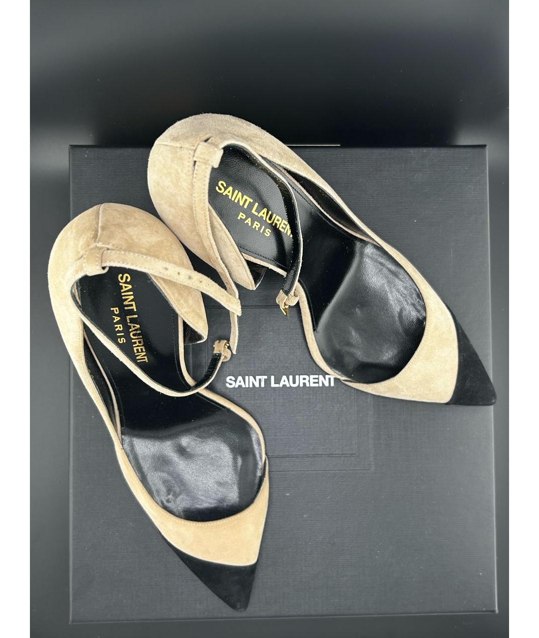 SAINT LAURENT Бежевые замшевые туфли, фото 3