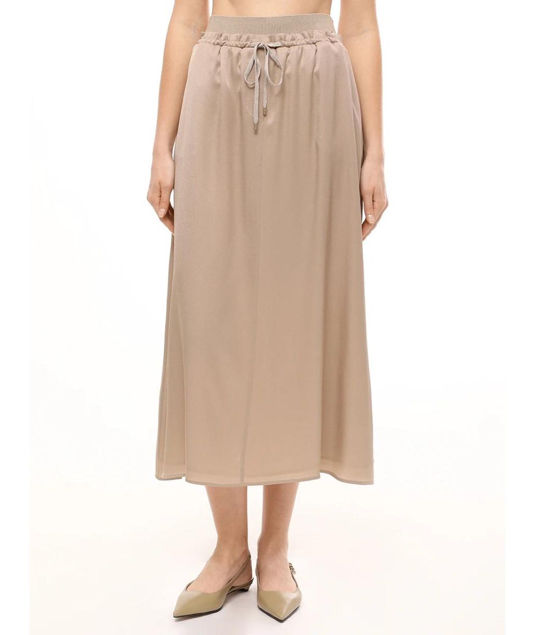 LORENA ANTONIAZZI Бежевая ацетатная юбка миди, фото 2